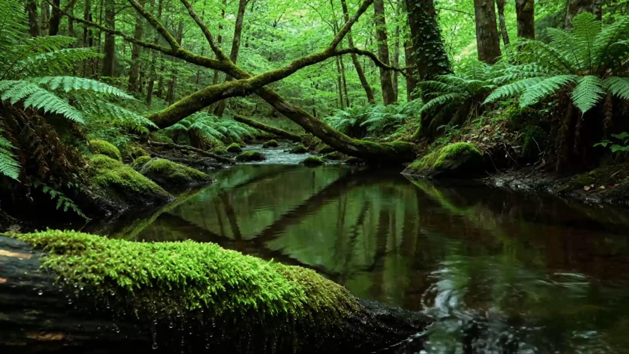 Calming Forest Ambience 🌿 River Flowing Birds Chirping in Hidden Forest Ambience for Rest, Medicine