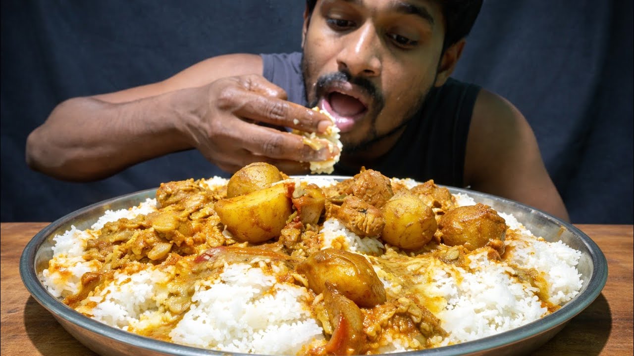 Eating Rice with Spicy Chicken Curry || Mukbang || ASMR || Eating Show 