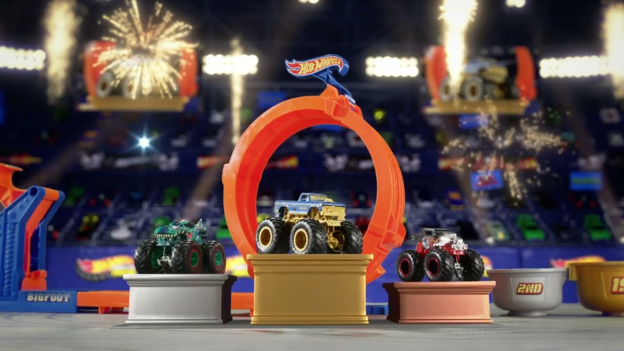 Hot Wheels Monster Trucks Loop & Flip Trophy Challenge | AD