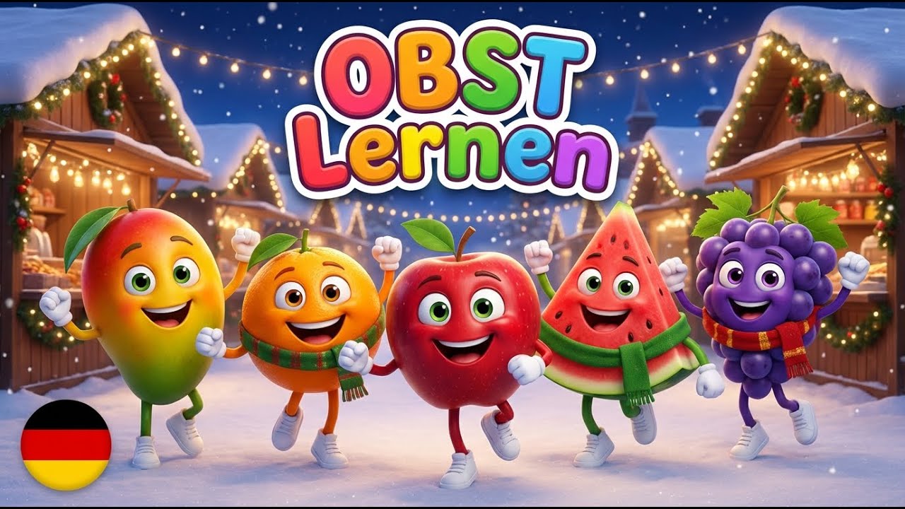 Deutsch lernen für Kinder : Das große Obstlied 🍎🍌 Früchte Namen lernen - Kinderlieder zum Mitsingen
