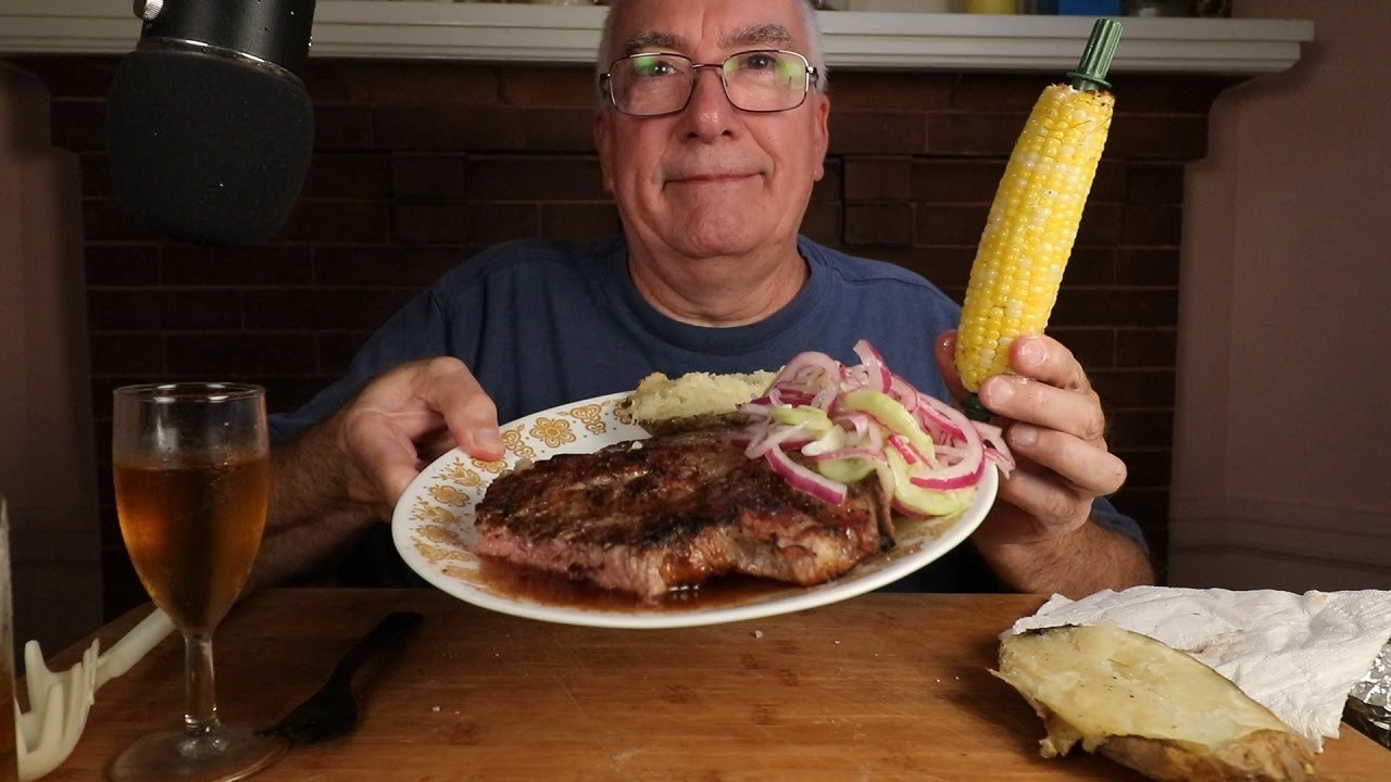 ASMR Eating Steak cooked on my New Weber Grill Whispering