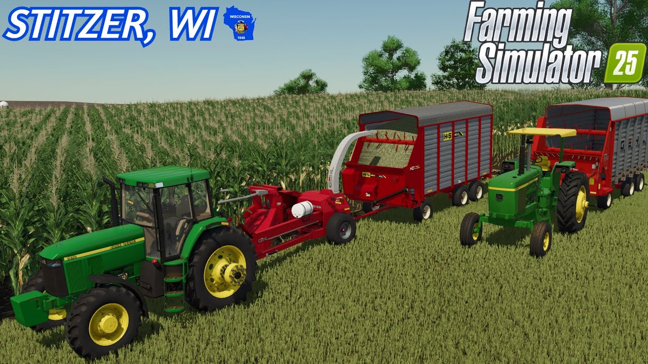Измельчаем кукурузу для нашей молочной фермы в Висконсине!!! FS25