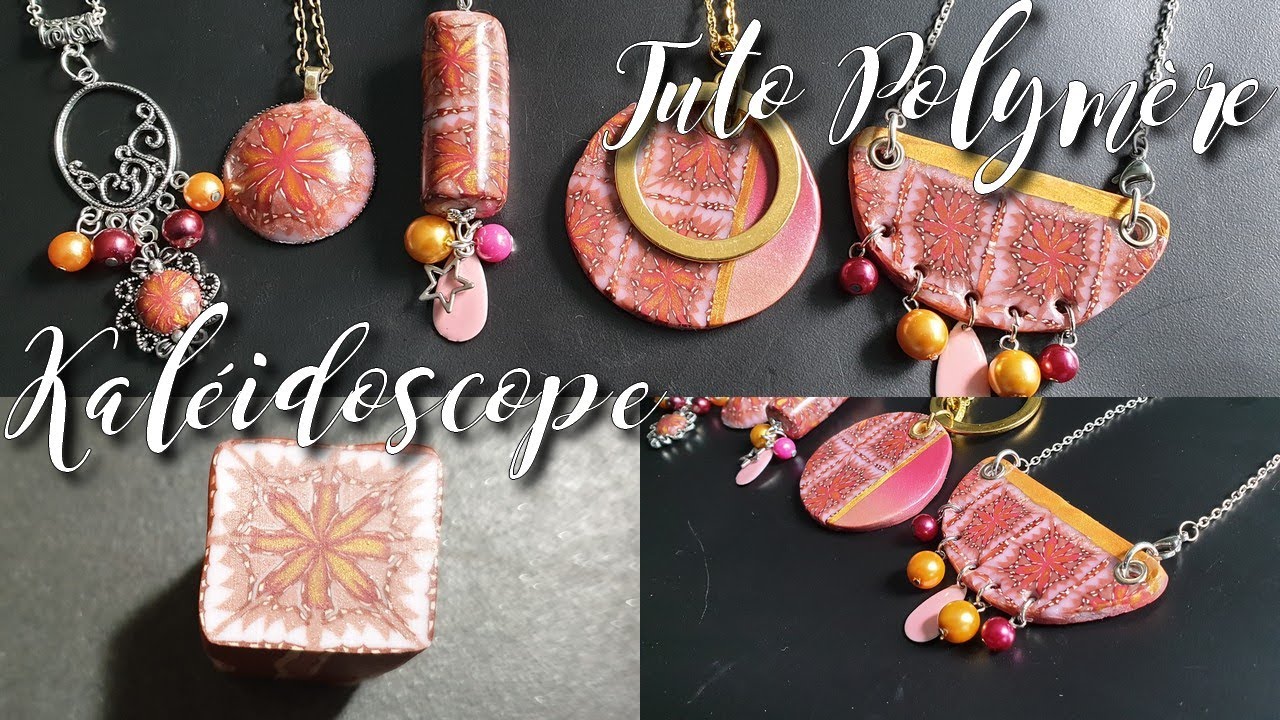 [♥✿ Tuto polymère : cane kaléidoscope + 5 bijoux ✿♥]