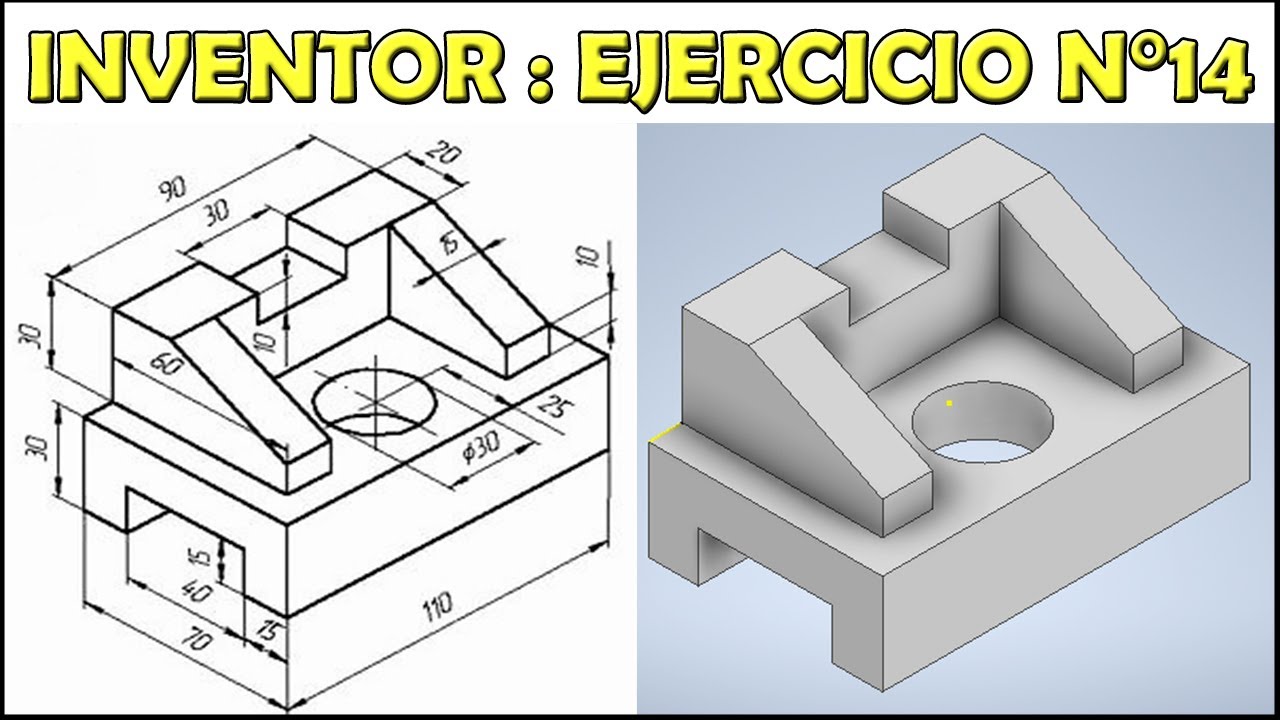 ✔️Dibujo 3D Autodesk Inventor 2023 para principiantes - Ejercicio N°14✔️