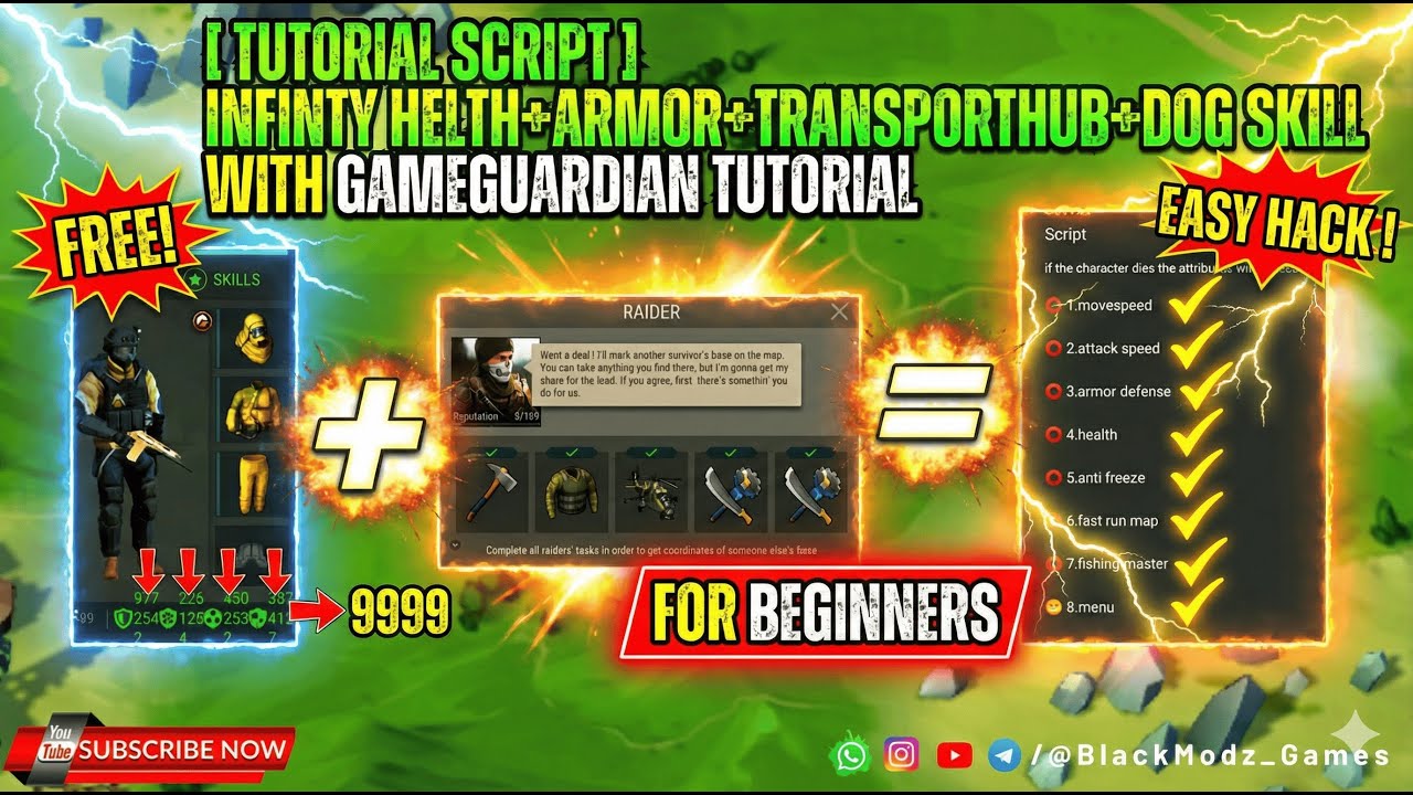Tutorial Script Infinty Helth+ARMOR+TransportHub+Dog skill #lastdayonearth #lastdayonearthmod