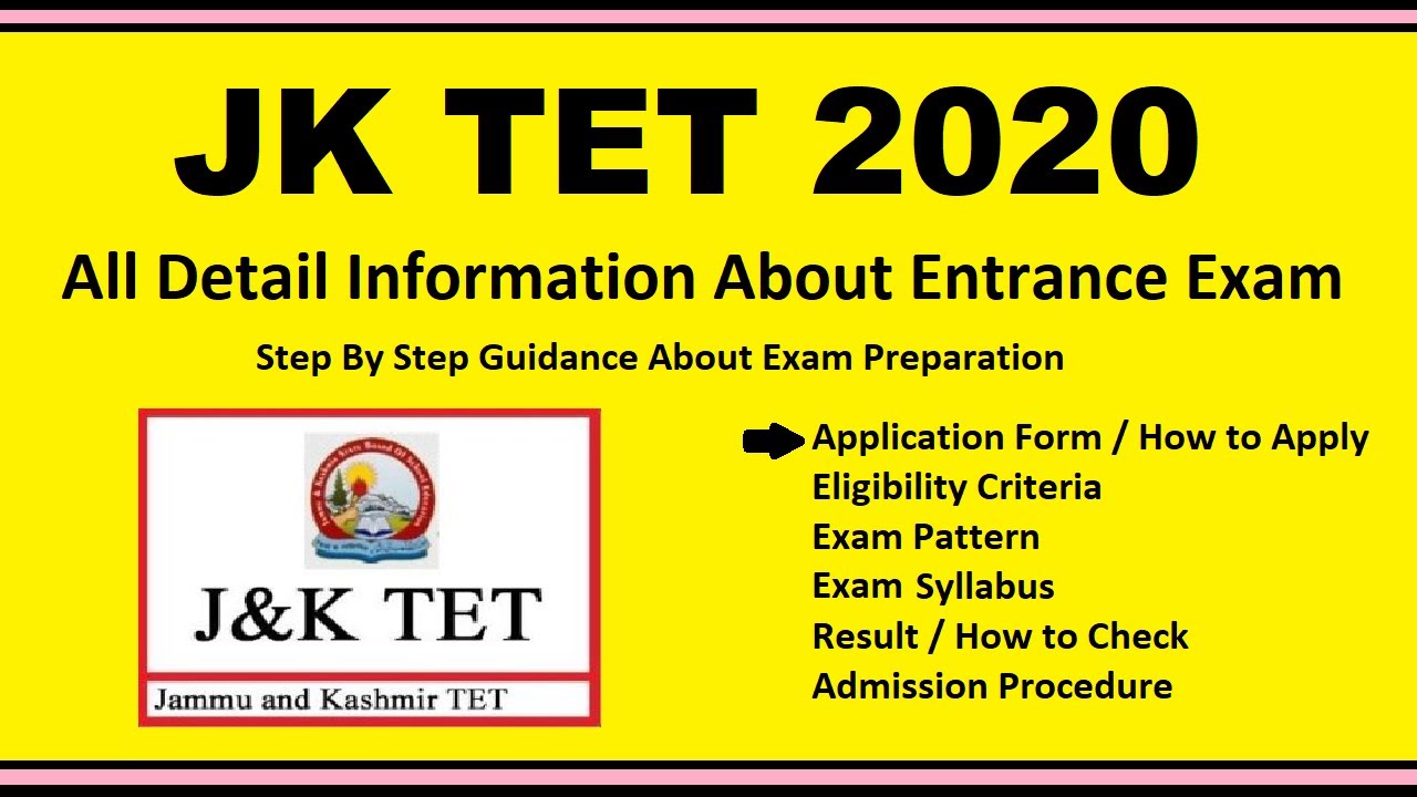 JK TET 2020 - Jammu & Kashmir TET, Notification, Dates, Application, Eligibility, Admit Card