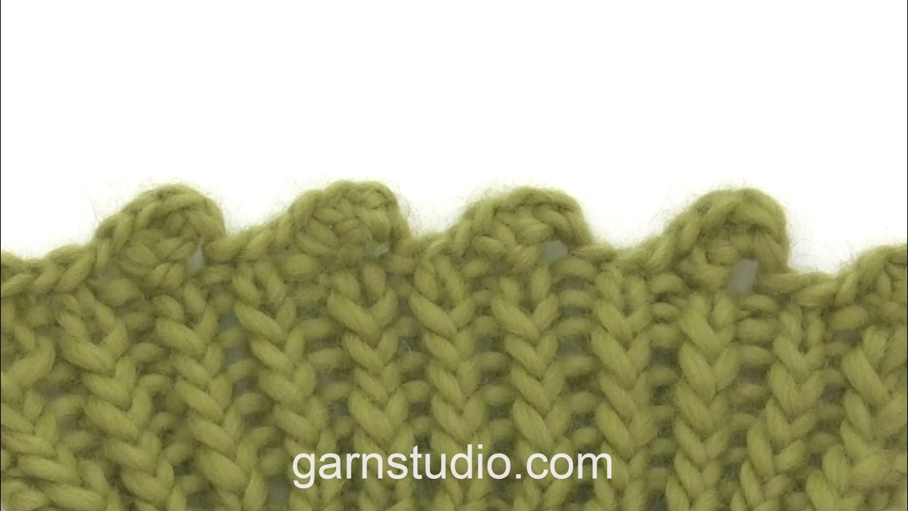 How to cast off with picot = 3 increased stitches with 3 stitches in between, above a rib