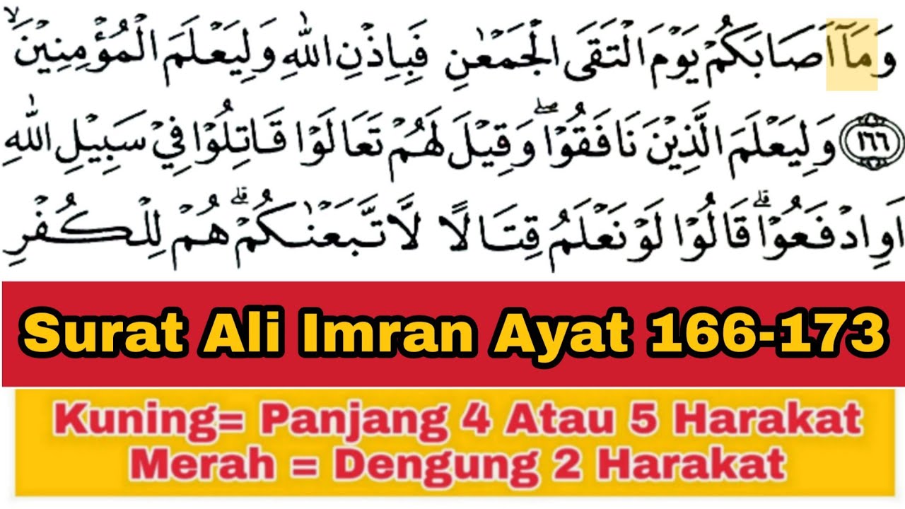 Tadarus Surat Ali Imran Ayat 166-173, Ada Warna Tanda Panjang & Dengung Agar Lancar Baca al-Quran