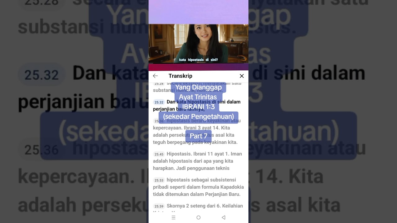 Yang Dianggap Ayat Trinitas IBRANI 1:3 (Sekedar pengetahuan) Part 7 