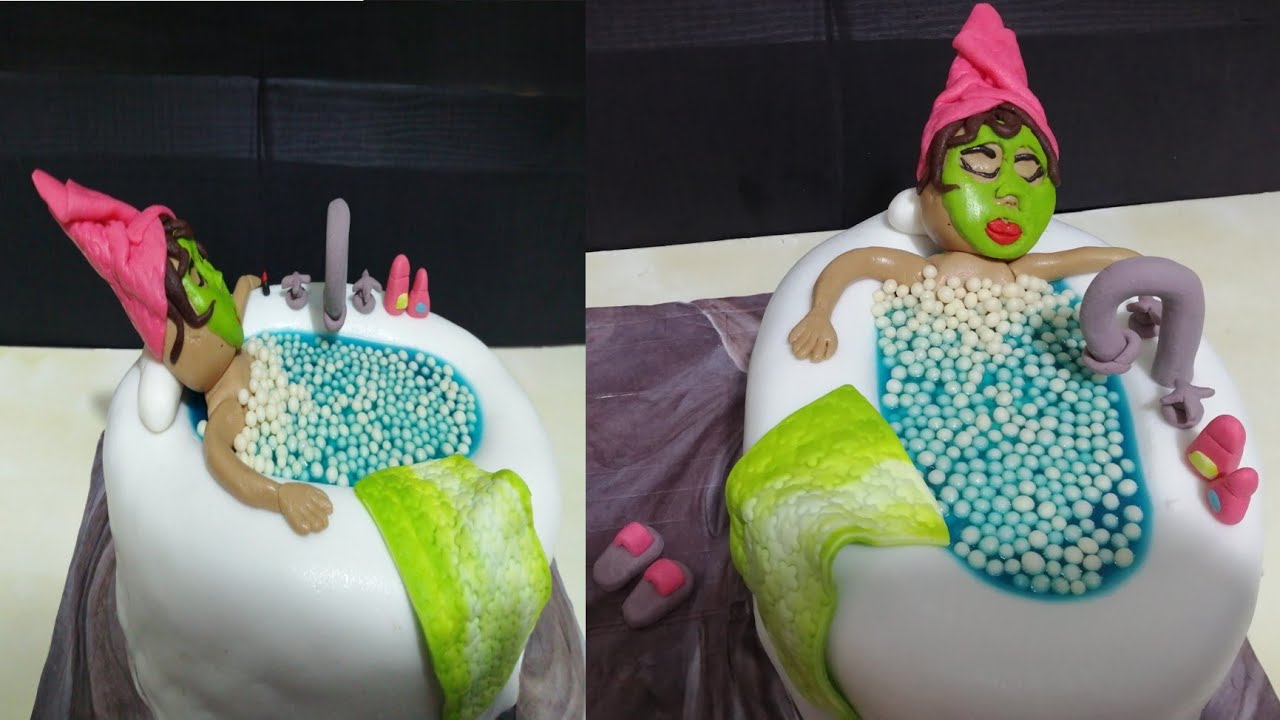 بنت بتستحمي في البانيو بعحينه السكر 😂تورته الروقان Bathtub cake