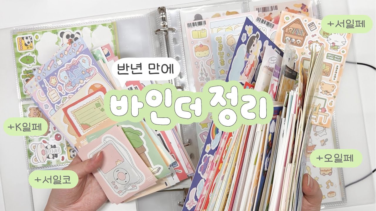 반년 동안 사모은 스티커 바인더 정리🧺 어디선가 계속 나오는 스티커들🫨