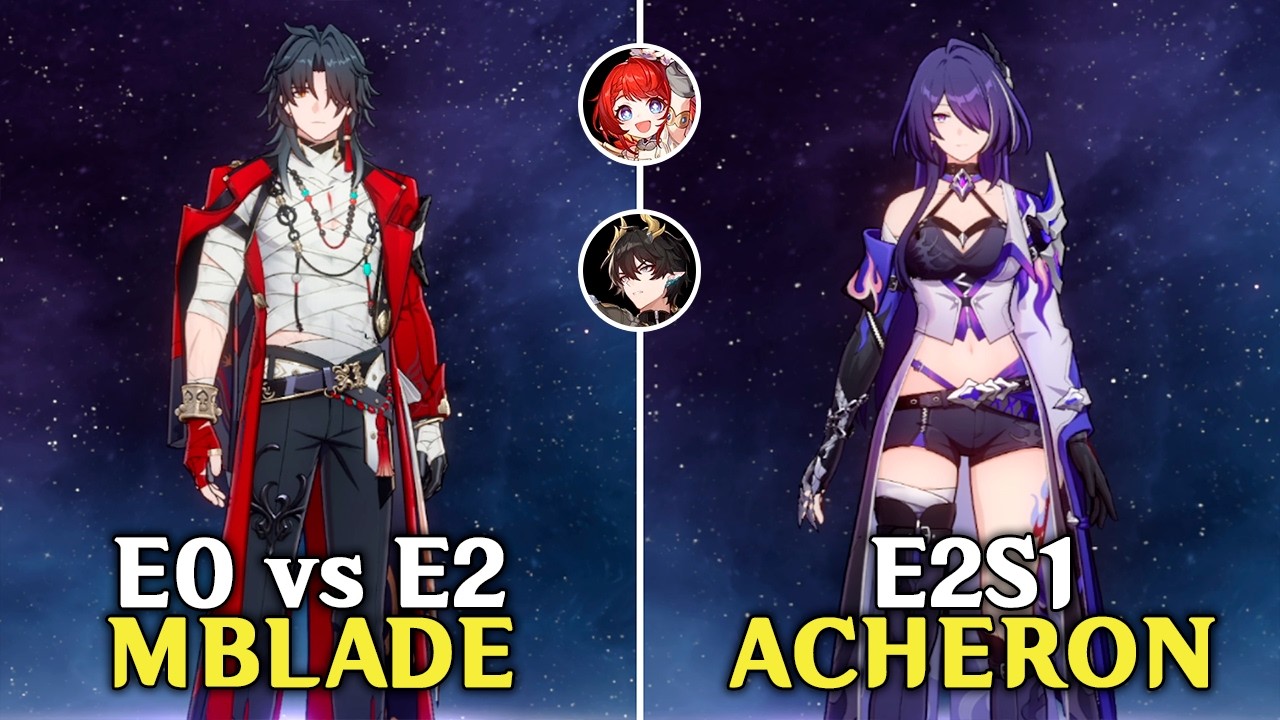 Is Mortenax Blade&rsquo;s E2 worth it? V3 E0 vs E2 Mortenax Blade + E2S1 Acheron Gameplay | HSR 4.3 Beta