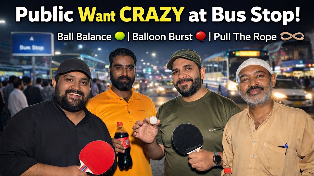 Public Went CRAZY at Bus Stop! 😱🔥 | Ball Balance, Balloon Burst & Pull The Rope Challenge