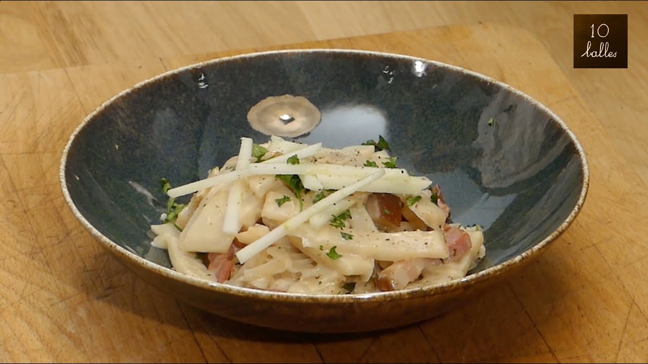 Mes recettes à 10 balles - Tagliatelle de Céleri au Cidre et au Lard