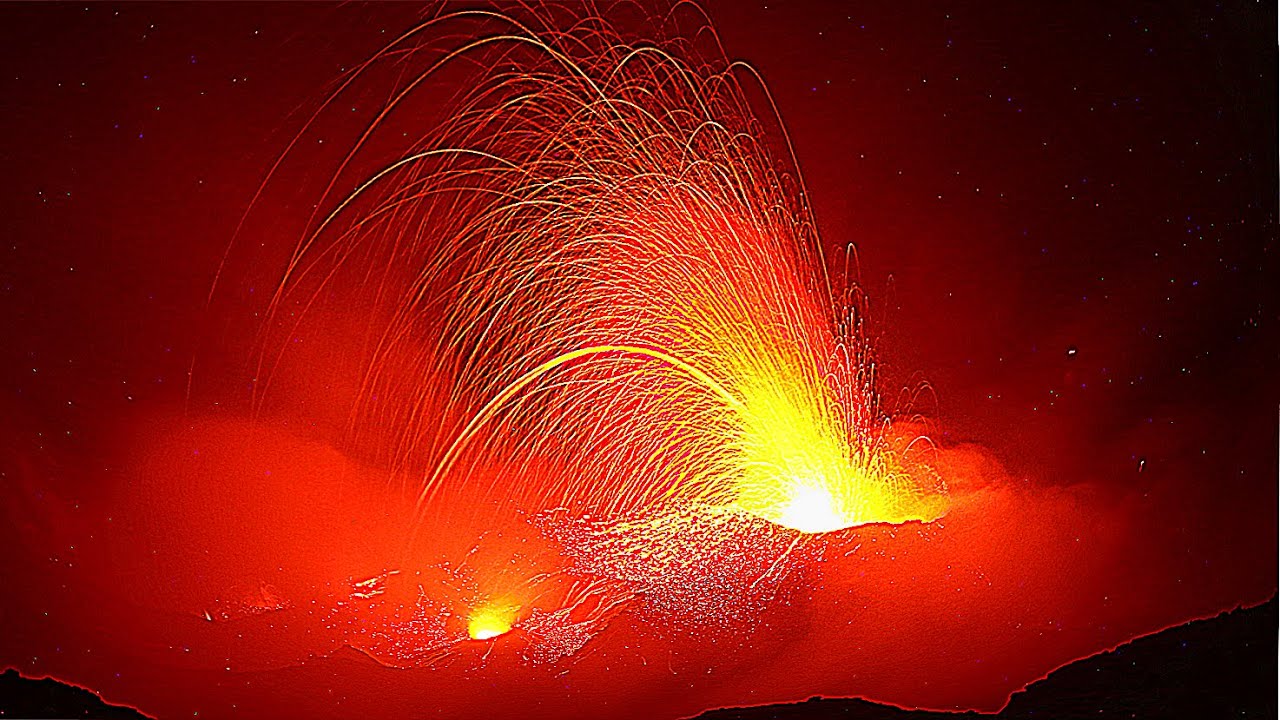 ERUPTING CRATER OF STROMBOLI VOLCANO - Aeolian Volcano Islands, Italy