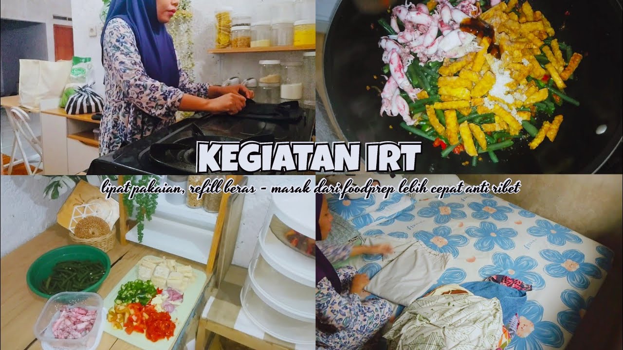 Daily Vlog Irt| lipat pakaian, refill beras - masak dari foodprep lebih cepat tanpa ribet