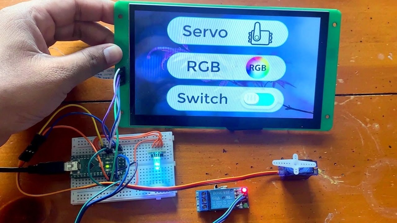 Использование 7-дюймового TFT-дисплея DWIN с Arduino для управления реле, сервоприводом и RGB-све...
