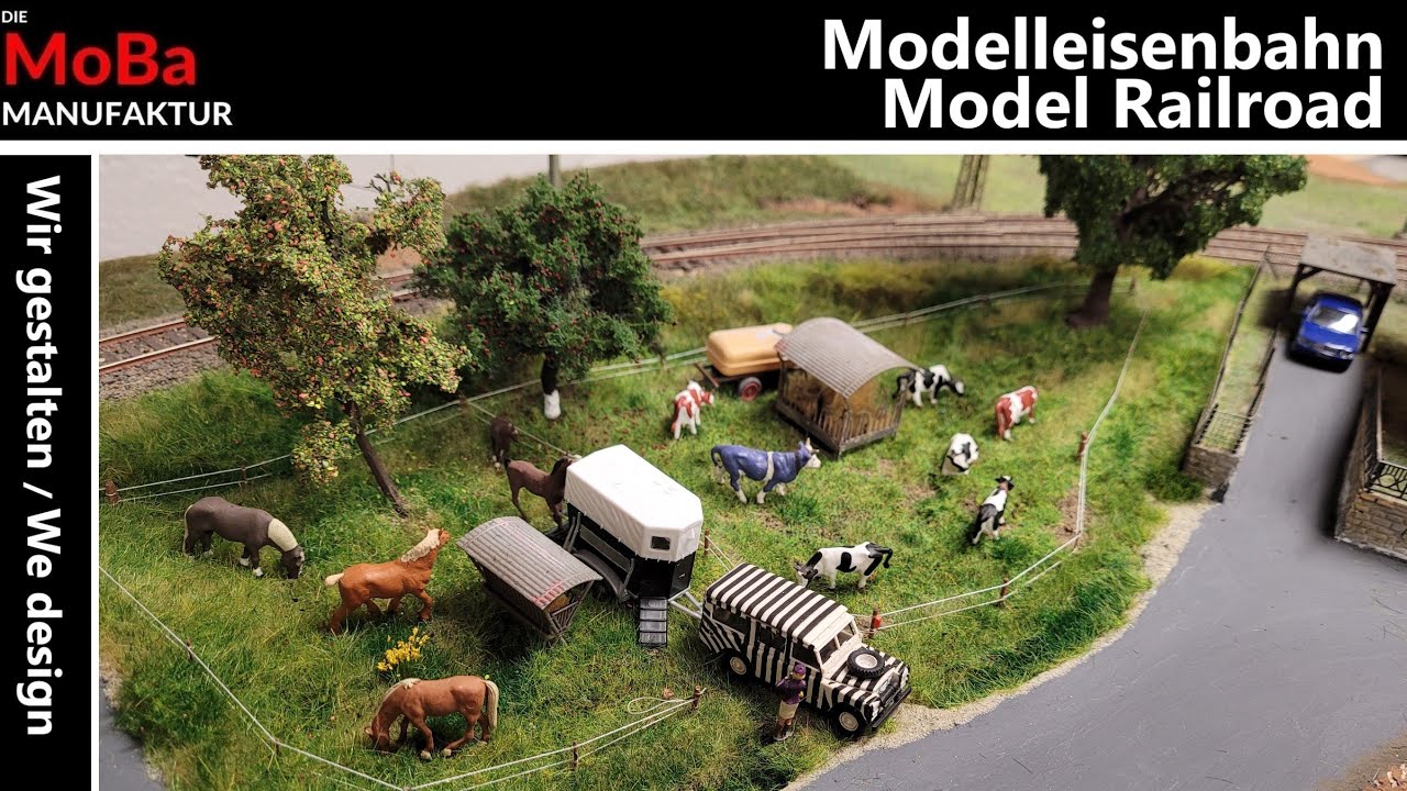 Modelleisenbahn H0 - WIR GESTALTEN eine Viehweide und Pferdekoppel NOCH Grasmaster 3 / Bau Anlage