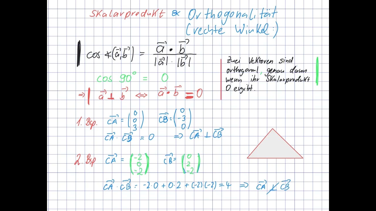 Skalarprodukt und rechte Winkel (Orthogonalität)
