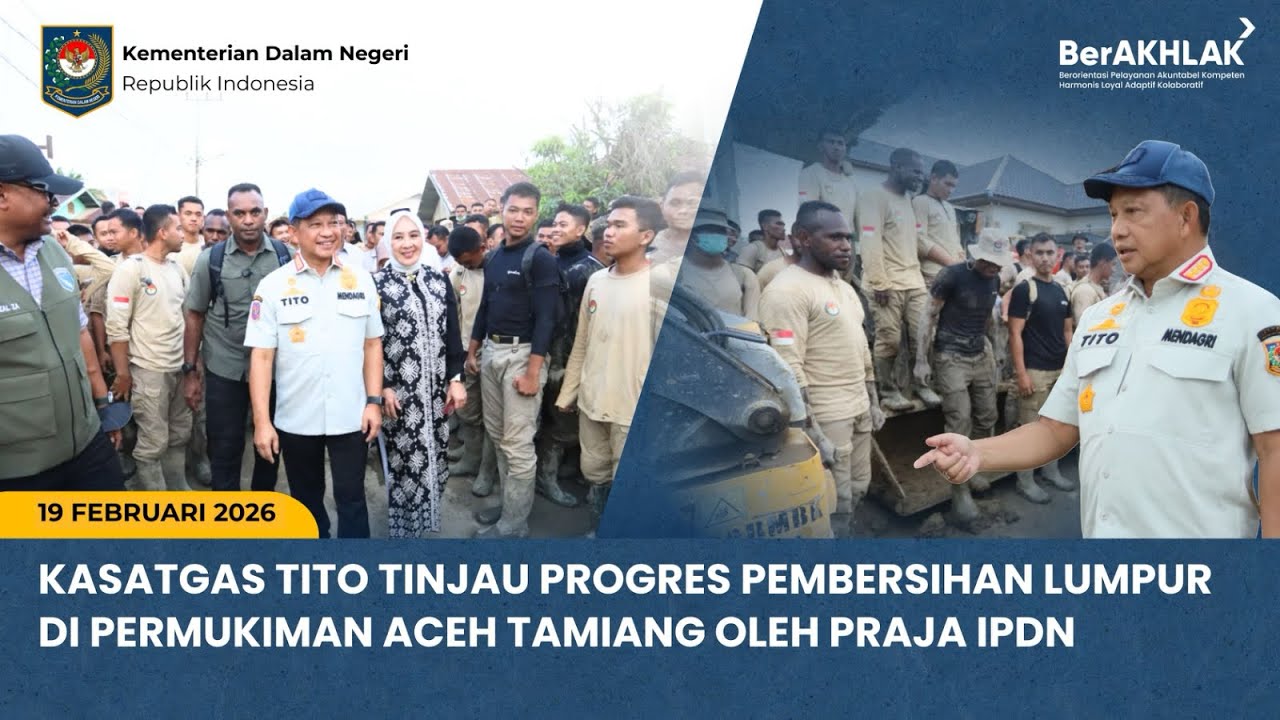 Tito Karnavian Tinjau Langsung Progres Pembersihan Lumpur di Pemukiman Aceh Tamiang Oleh Praja IPDN
