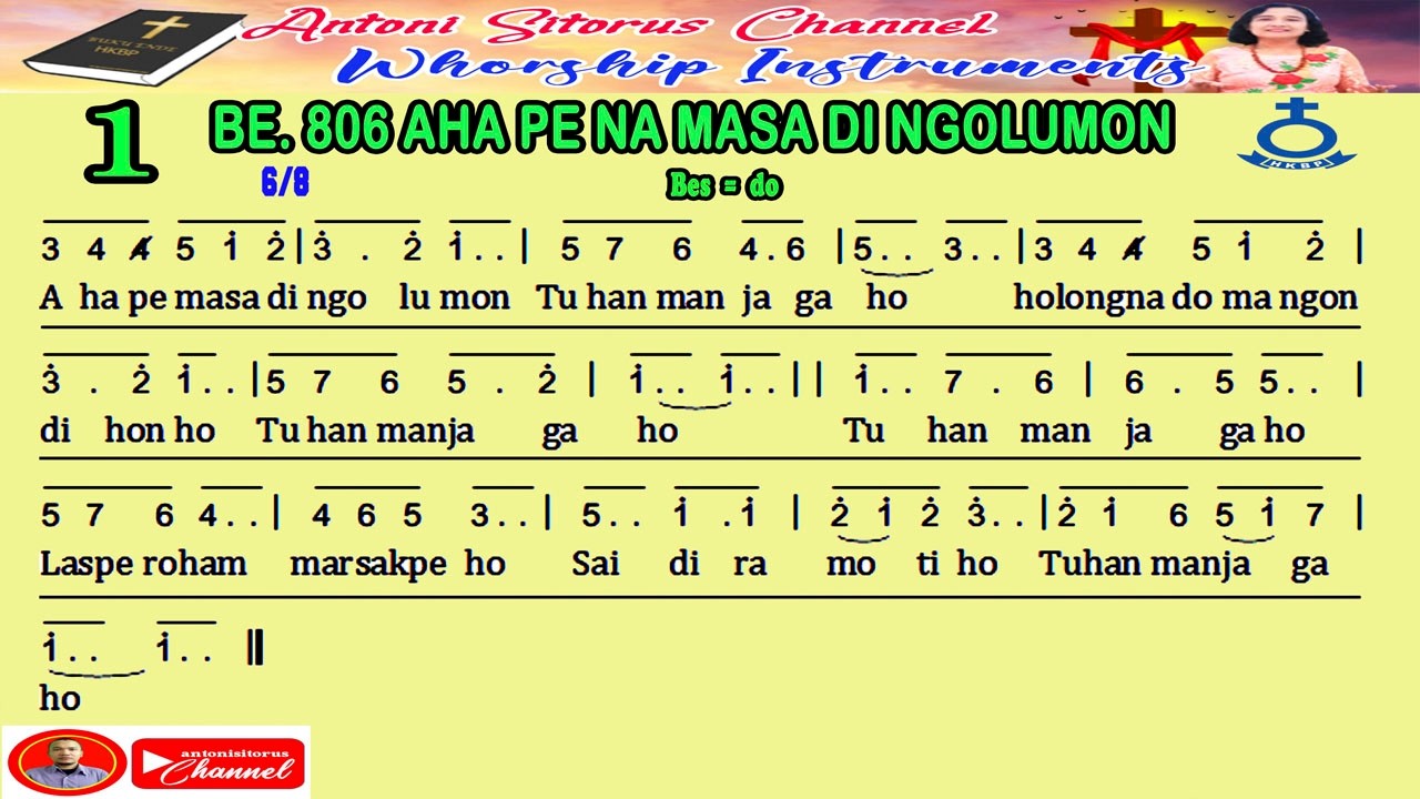 BUKU ENDE HKBP NO 806 | AHA PE NAMASA DI NGOLUMON | NOT ANGKA | KARAOKE |