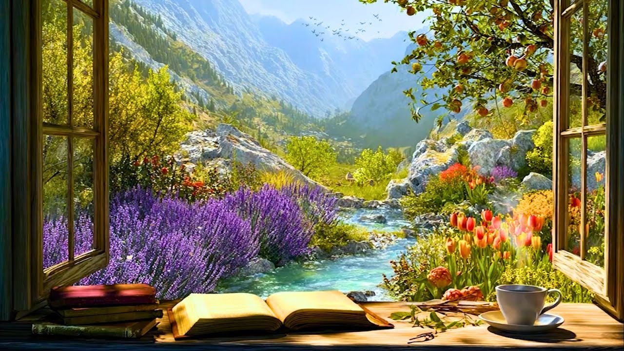 Spring Lakeside Serenity - Nature's Calm, Birds & Water Ripples for Tranquility