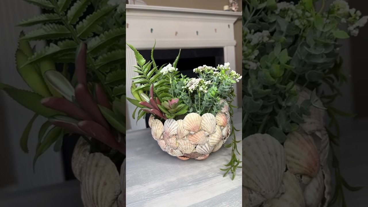Seashell Vase DIY #seashells #diyhomedecor