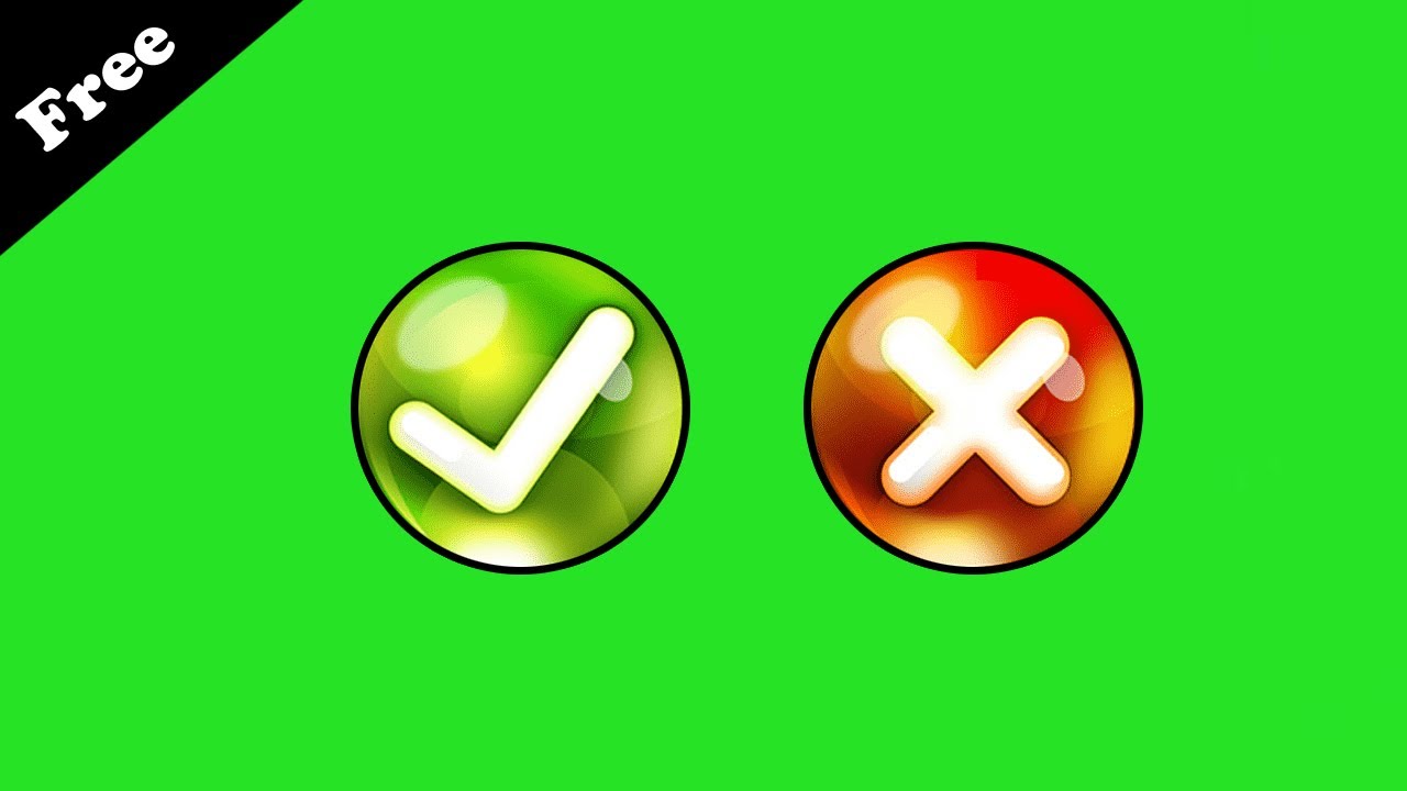 Correct and wrong animation green screen