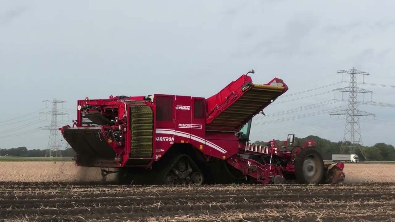 aardappels rooien met grimme varitron 470 en met fendt 1050 en met fendt 728