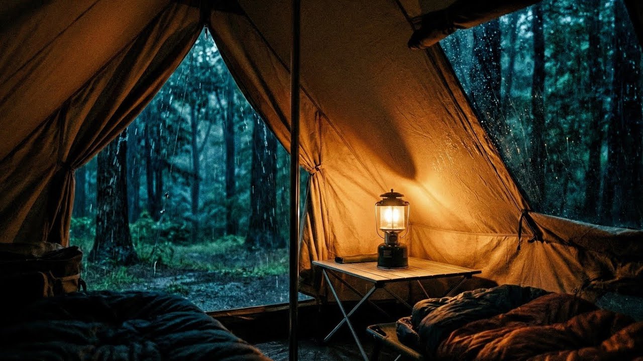 Heavy Rain on Tent 🌧️ | Safe & Cozy Camping Ambience with Lantern (8 Hours)