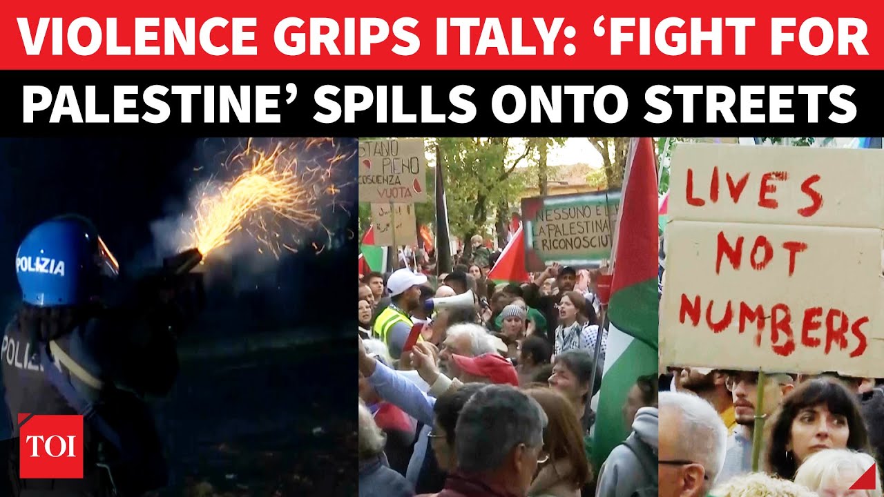 Italy On Fire: 10,000 Pro-Palestine Protesters Clash With Police, Call For Israel Boycott | Watch