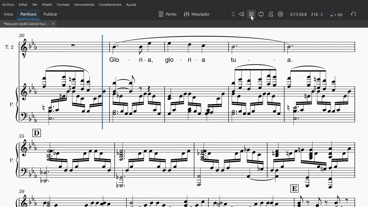 Requiem Op48 Gabriel Faure  3 Sanctus Tenor 2