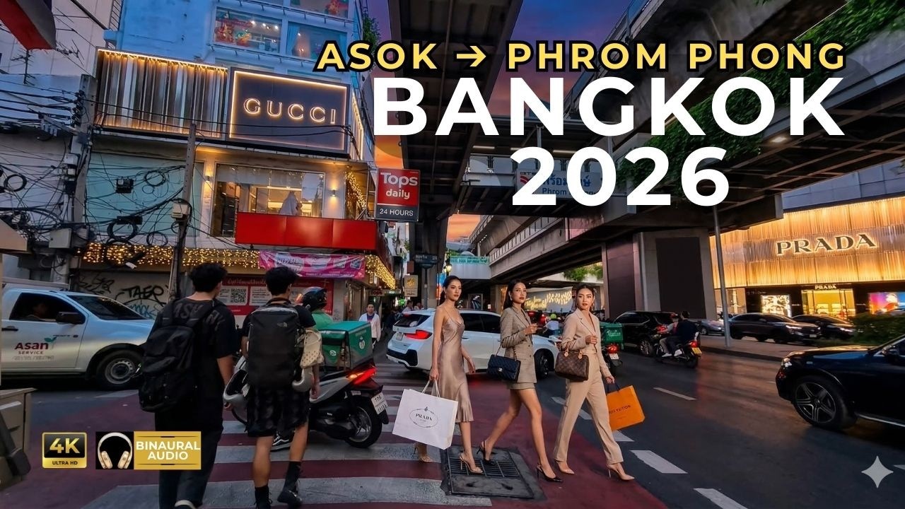 Bangkok Walking Tour2026: Asok to Phrom Phong (Sukhumvit Rd.)  4K ASMR No Talking #slowwalkthailand