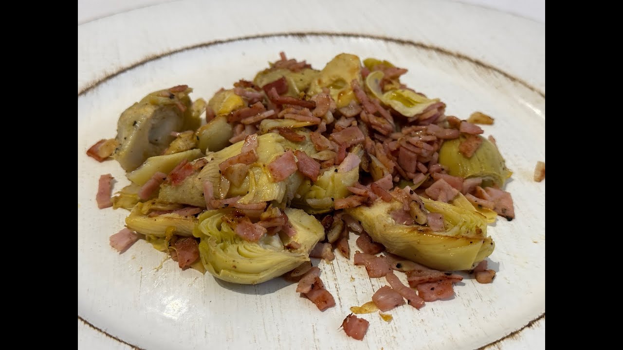 Alcachofas salteadas con jam&oacute;n cocido