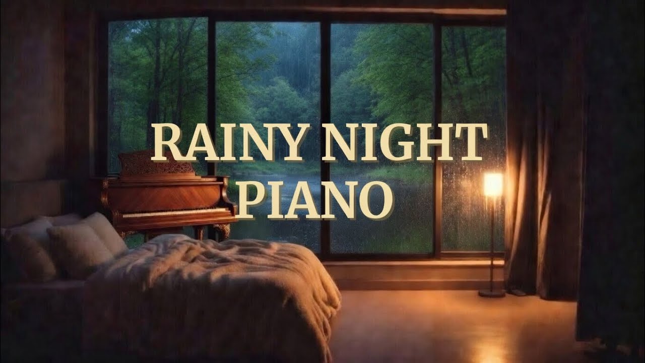 Rainy Night Deep Focus Piano Music 🌧️ 1 Hour of Dark Ambience for Work & Sleep