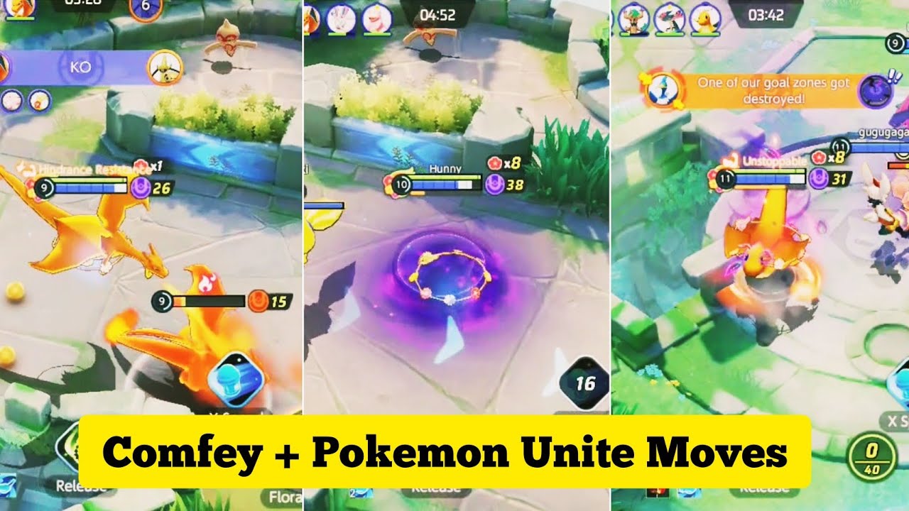 Comfey + Charizard, Gengar, Dragonite Unite Moves ?