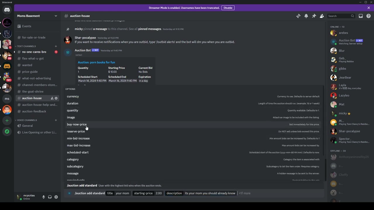 New User Guide For Discord Auction Bot
