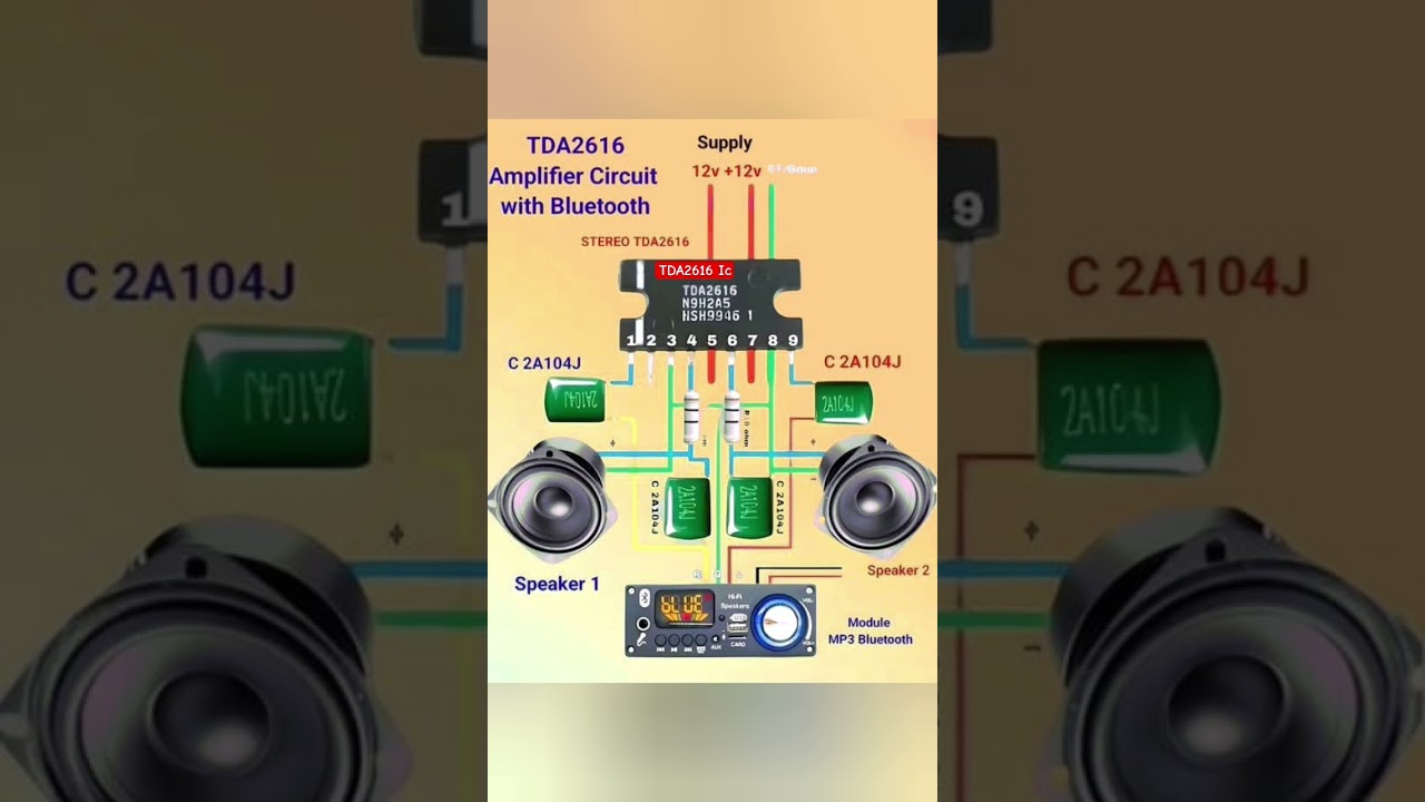 TDA 2616 ic amplifier circuit #circuitbasics
