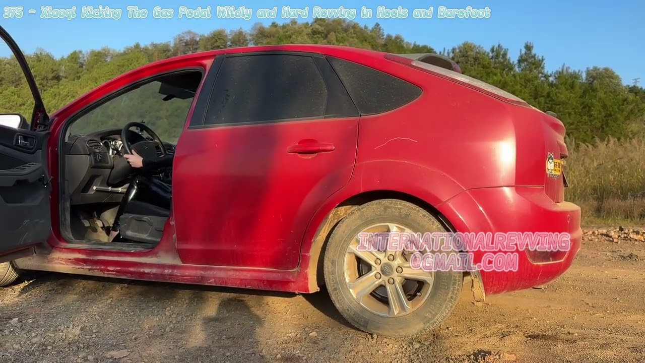 Preview 375 - Xiaoqi Kicking The Gas Pedal Wildly and Hard Revving in Heels and Barefoot