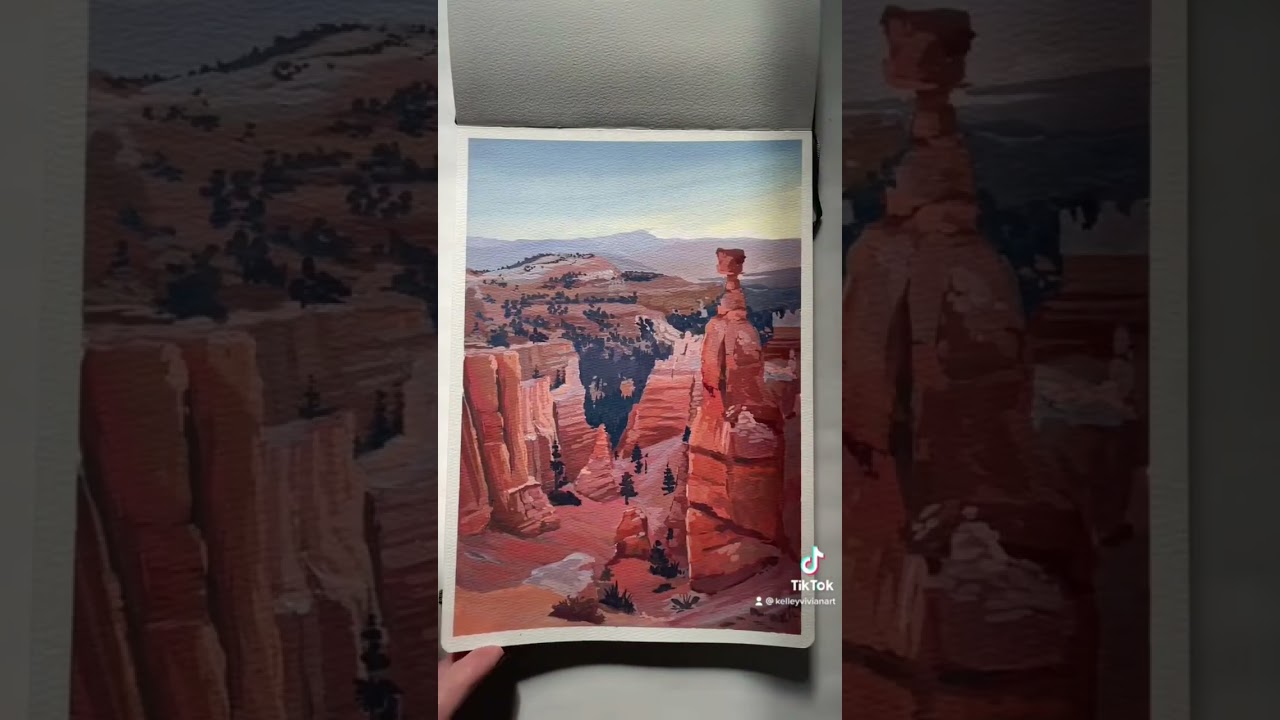 National Park Paintings! #shorts #gouache #nationalpark #paintingshort #artshorts