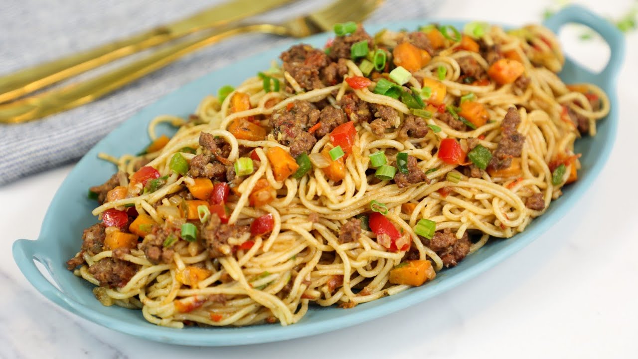 IF YOU HAVE GROUND BEEF, MAKE THIS EASY, QUICK AND DELICIOUS PASTA RECIPE/MINCED MEAT SPAGHETTI