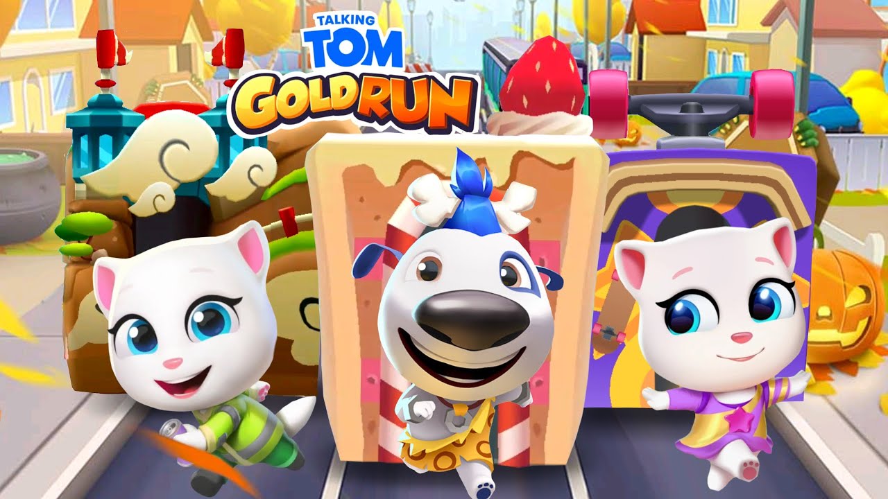 Talking Tom Gold Run - Stone Age Hank vs Eco Angela vs Gymnast Angela // Halloween Treats Event 🎃🍰