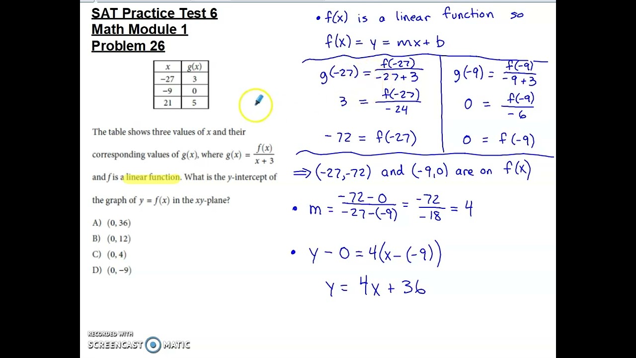 HARD SAT Problem: SAT Digital Practice Test 6 Math Module 1 Problem 26