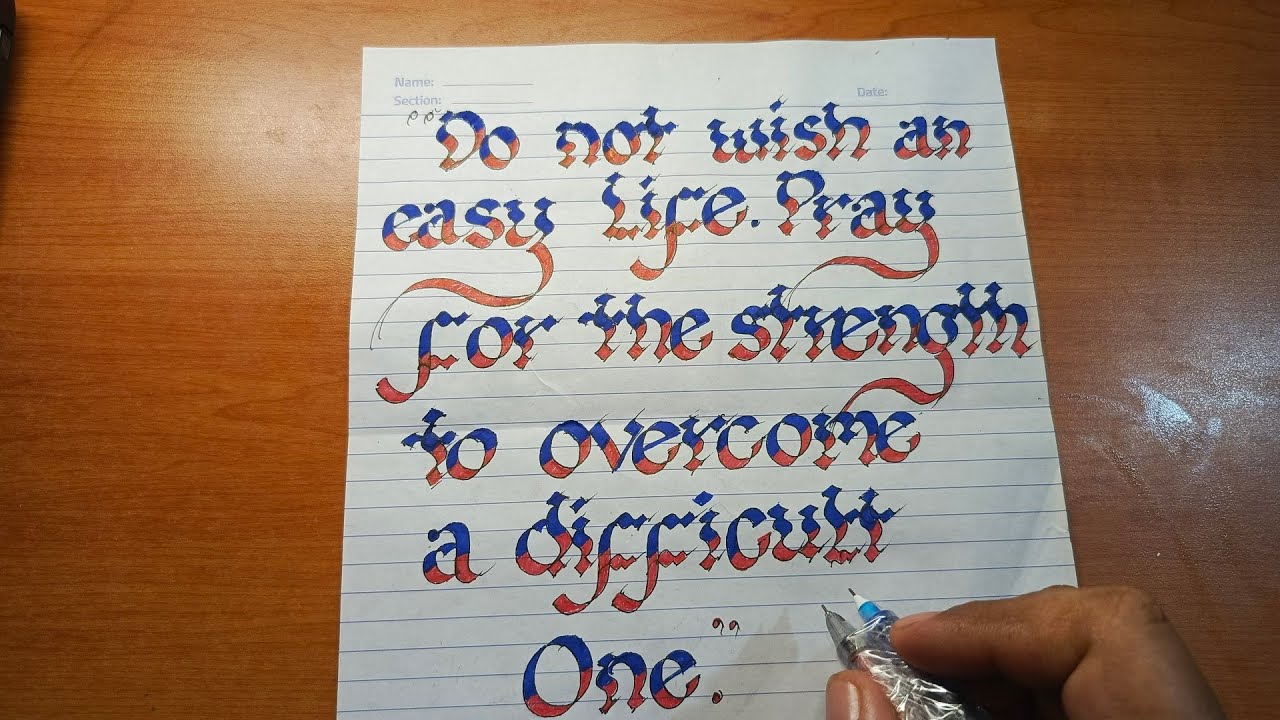 Difficult One EXPLORE BEYOND LIMITS calligraphy quotes two ballpen