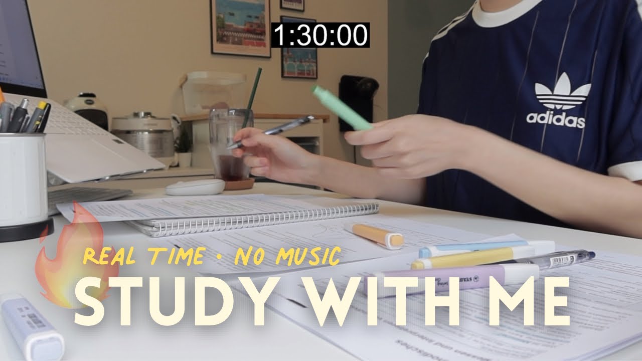 딱 한 시간 반만 더 ‼️ 같이 공부해요🔥| 스터디윗미 | 1.5 HOURS STUDY WITH ME: real time, no music, study ASMR