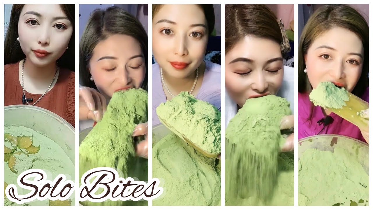 ASMR Heavy matcha eating |solo bites| soft ice| hard ice eating | white ice | V-Good crunchy ice