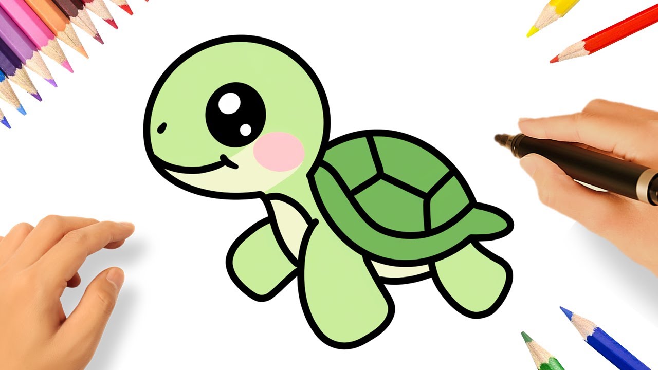 COMO DESENHAR UMA TARTARUGA KAWAII FÁCIL 🐢❤️
