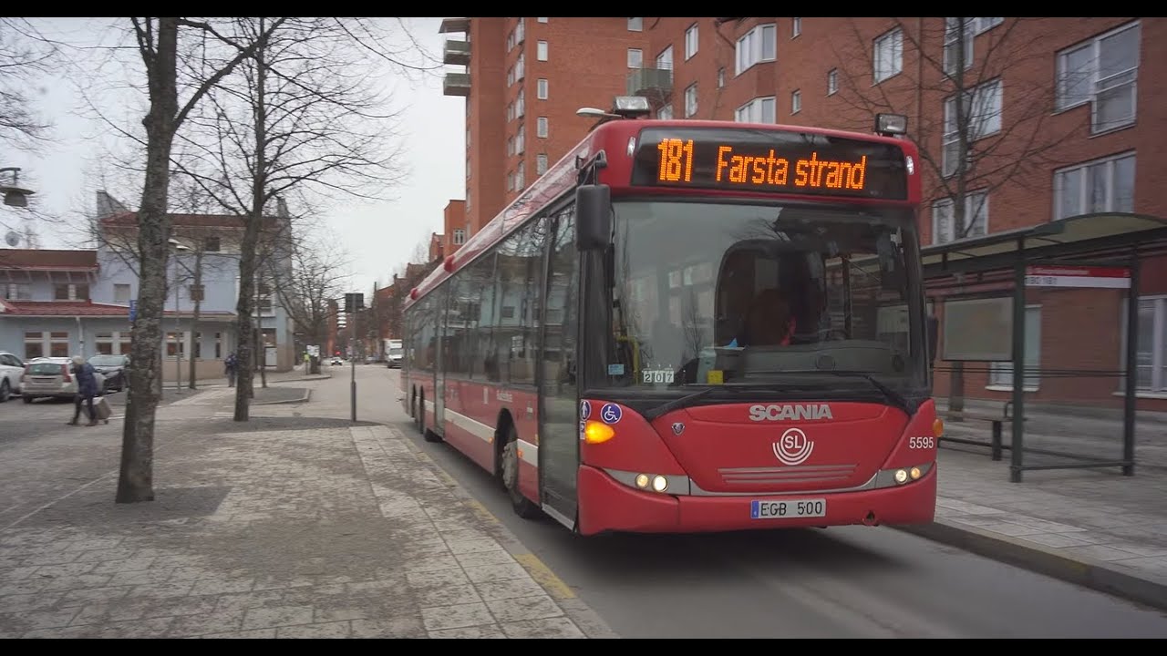 Sweden, Stockholm, bus 181 ride from Skarpnäcksparken to Farsta centrum