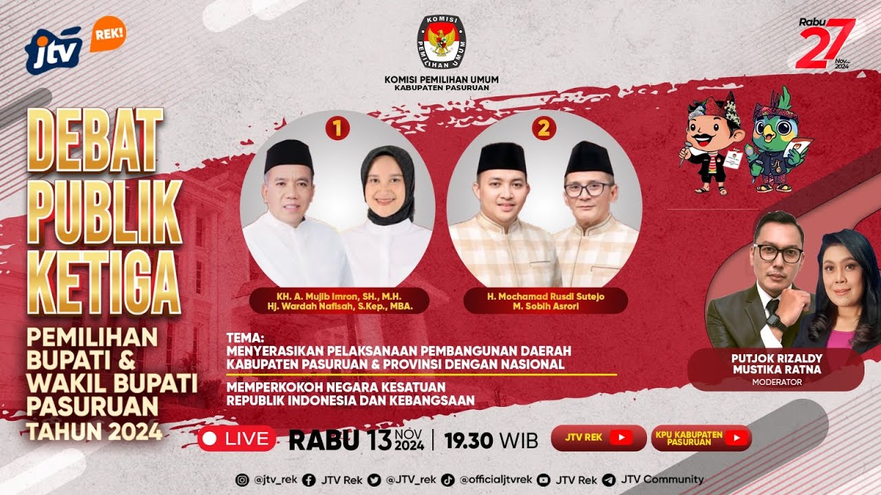 DEBAT PUBLIK KETIGA PEMILIHAN BUPATI DAN WAKIL BUPATI PASURUAN TAHUN 2024