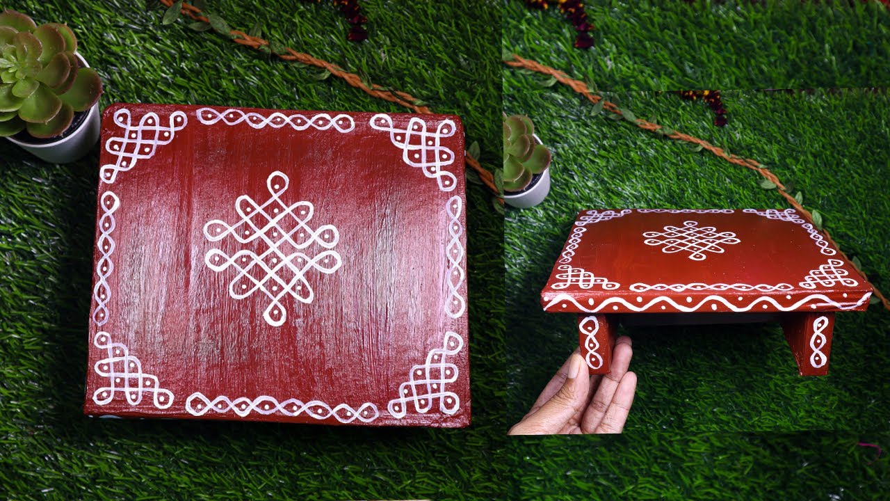 Pooja chowki | Pooja stand with cardboard | Diy Peeta for pooja